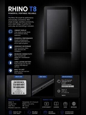 Rhino T8 32GB Tablet — Black